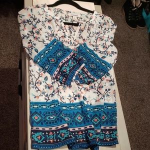 Old Navy Floral & Tribal Mix Sheer Tunic Blouse